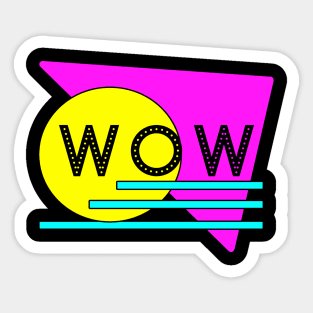 Wow Bright Retro Geometric Shapes Sticker